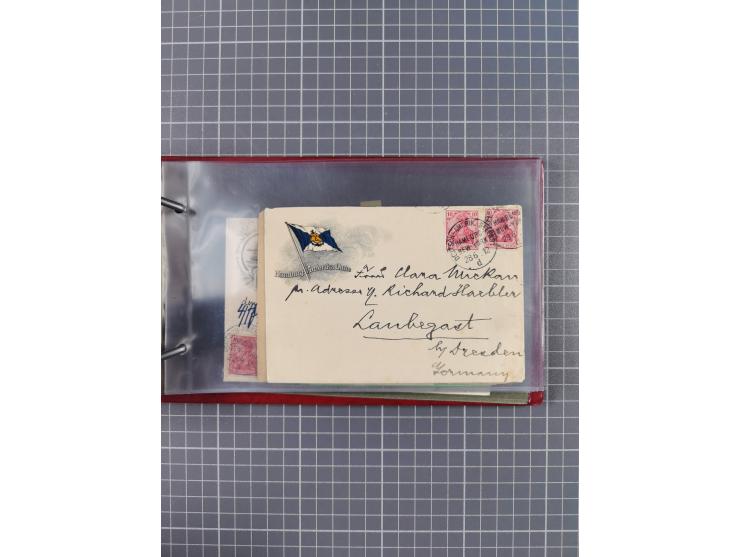 1892/1913, Sammlung “DASP HAMBURG-NEW YORK a-e” mit ca. 60 Briefen, Karten und GSK, dabei u.a. R-GSK an Dahlmann und einige B