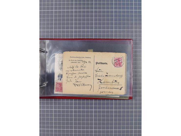 1892/1913, Sammlung “DASP HAMBURG-NEW YORK a-e” mit ca. 60 Briefen, Karten und GSK, dabei u.a. R-GSK an Dahlmann und einige B