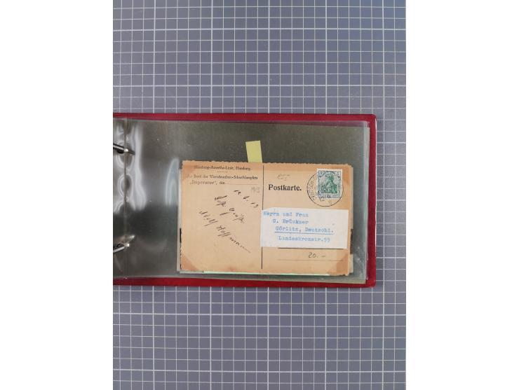 1892/1913, Sammlung “DASP HAMBURG-NEW YORK a-e” mit ca. 60 Briefen, Karten und GSK, dabei u.a. R-GSK an Dahlmann und einige B
