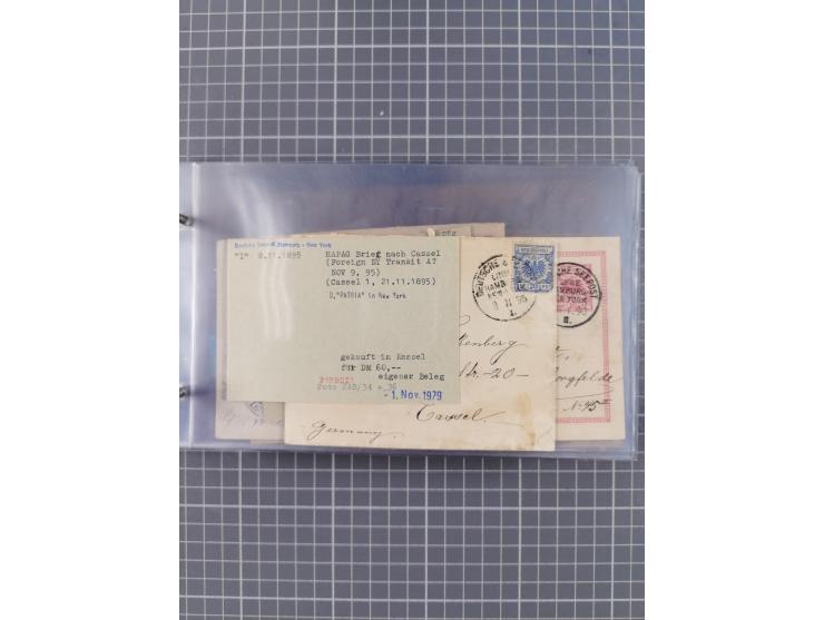 1891/1931, Sammlung “DASP LINIE HAMBURG-NEW YORK I-XXII” mit ca. 160 Briefen, Karten und GSK, dabei u.a. drei Bedarfsbelege a