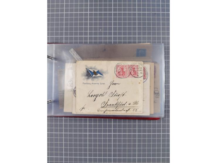 1891/1931, Sammlung “DASP LINIE HAMBURG-NEW YORK I-XXII” mit ca. 160 Briefen, Karten und GSK, dabei u.a. drei Bedarfsbelege a