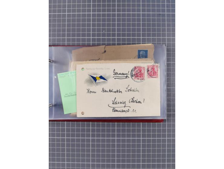 1891/1931, Sammlung “DASP LINIE HAMBURG-NEW YORK I-XXII” mit ca. 160 Briefen, Karten und GSK, dabei u.a. drei Bedarfsbelege a