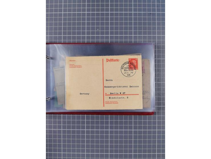 1891/1931, Sammlung “DASP LINIE HAMBURG-NEW YORK I-XXII” mit ca. 160 Briefen, Karten und GSK, dabei u.a. drei Bedarfsbelege a
