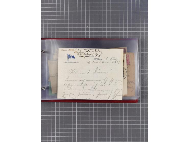 1891/1931, Sammlung “DASP LINIE HAMBURG-NEW YORK I-XXII” mit ca. 160 Briefen, Karten und GSK, dabei u.a. drei Bedarfsbelege a