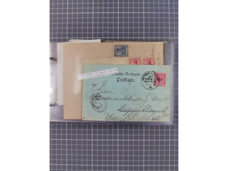 1891/1931, Sammlung “DASP LINIE HAMBURG-NEW YORK I-XXII” mit ca. 160 Briefen, Karten und GSK, dabei u.a. drei Bedarfsbelege a