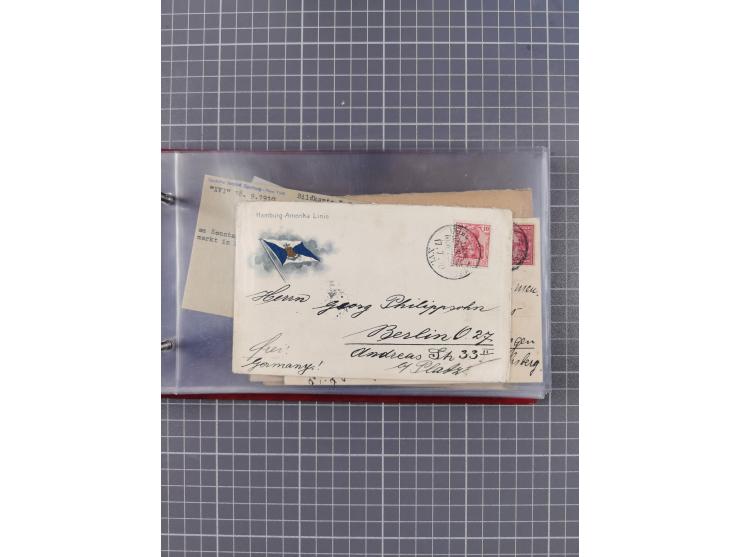 1891/1931, Sammlung “DASP LINIE HAMBURG-NEW YORK I-XXII” mit ca. 160 Briefen, Karten und GSK, dabei u.a. drei Bedarfsbelege a