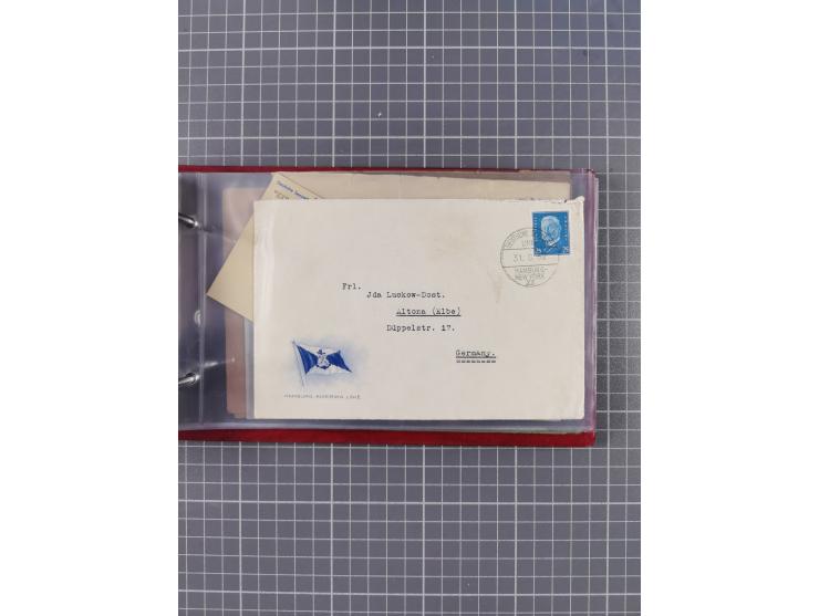 1891/1931, Sammlung “DASP LINIE HAMBURG-NEW YORK I-XXII” mit ca. 160 Briefen, Karten und GSK, dabei u.a. drei Bedarfsbelege a