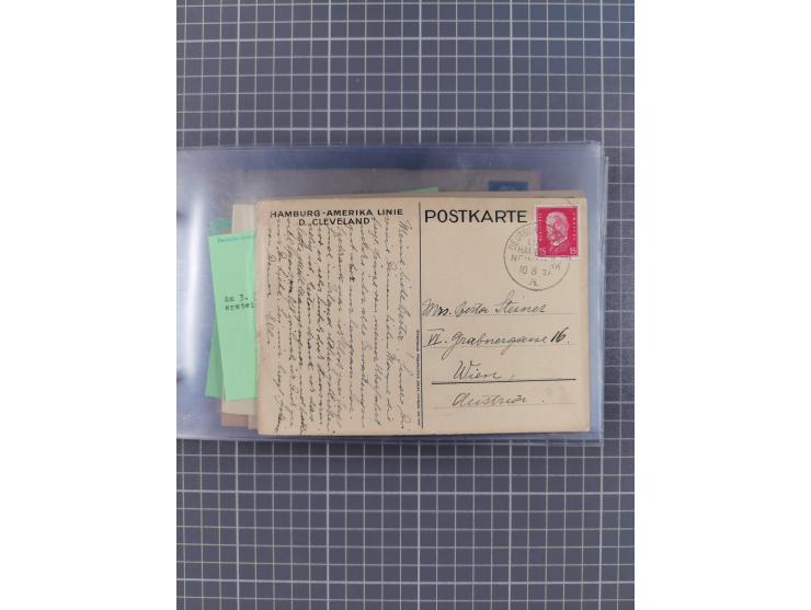 1924/39, Sammlung “DASP LINIE HAMBURG-NEW YORK A-E” und Stempel “D. DEUTSCHLAND bis D.NEW YORK” mit ca. 55 Briefen, Karten un