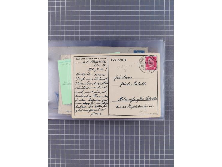 1924/39, Sammlung “DASP LINIE HAMBURG-NEW YORK A-E” und Stempel “D. DEUTSCHLAND bis D.NEW YORK” mit ca. 55 Briefen, Karten un