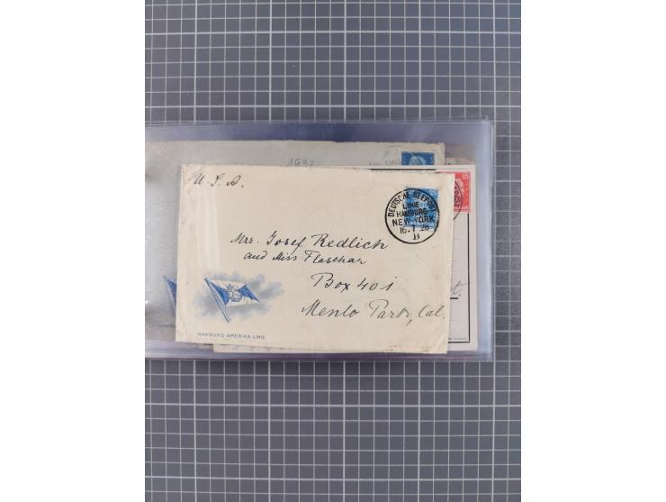 1924/39, Sammlung “DASP LINIE HAMBURG-NEW YORK A-E” und Stempel “D. DEUTSCHLAND bis D.NEW YORK” mit ca. 55 Briefen, Karten un