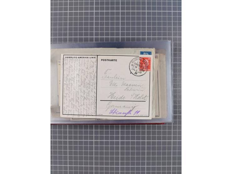 1924/39, Sammlung “DASP LINIE HAMBURG-NEW YORK A-E” und Stempel “D. DEUTSCHLAND bis D.NEW YORK” mit ca. 55 Briefen, Karten un