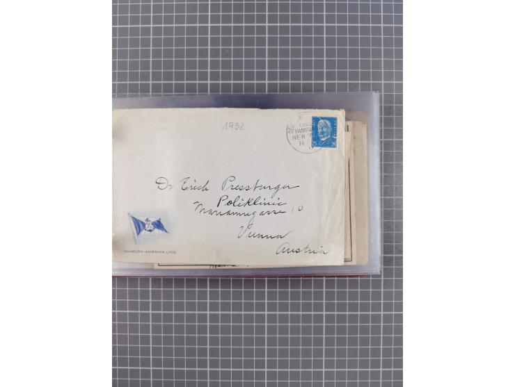 1924/39, Sammlung “DASP LINIE HAMBURG-NEW YORK A-E” und Stempel “D. DEUTSCHLAND bis D.NEW YORK” mit ca. 55 Briefen, Karten un