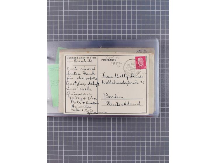 1924/39, Sammlung “DASP LINIE HAMBURG-NEW YORK A-E” und Stempel “D. DEUTSCHLAND bis D.NEW YORK” mit ca. 55 Briefen, Karten un
