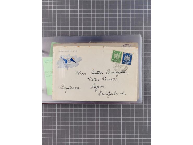 1924/39, Sammlung “DASP LINIE HAMBURG-NEW YORK A-E” und Stempel “D. DEUTSCHLAND bis D.NEW YORK” mit ca. 55 Briefen, Karten un