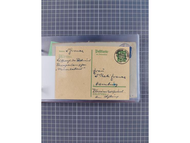 1924/39, Sammlung “DASP LINIE HAMBURG-NEW YORK A-E” und Stempel “D. DEUTSCHLAND bis D.NEW YORK” mit ca. 55 Briefen, Karten un
