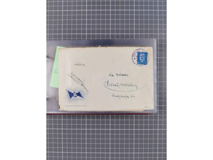 1924/39, Sammlung “DASP LINIE HAMBURG-NEW YORK A-E” und Stempel “D. DEUTSCHLAND bis D.NEW YORK” mit ca. 55 Briefen, Karten un