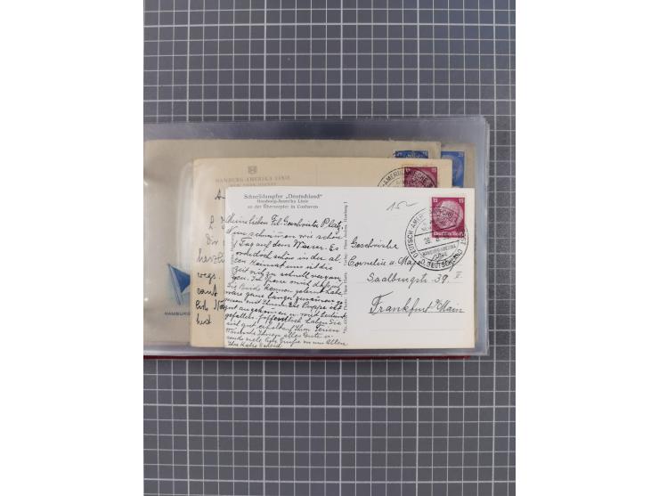 1924/39, Sammlung “DASP LINIE HAMBURG-NEW YORK A-E” und Stempel “D. DEUTSCHLAND bis D.NEW YORK” mit ca. 55 Briefen, Karten un