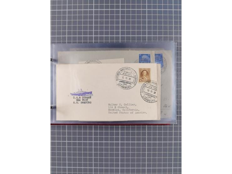 1924/39, Sammlung “DASP LINIE HAMBURG-NEW YORK A-E” und Stempel “D. DEUTSCHLAND bis D.NEW YORK” mit ca. 55 Briefen, Karten un