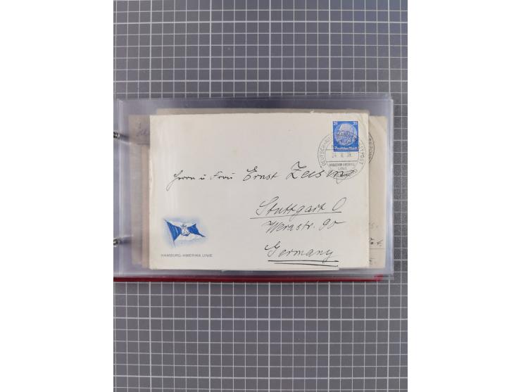 1924/39, Sammlung “DASP LINIE HAMBURG-NEW YORK A-E” und Stempel “D. DEUTSCHLAND bis D.NEW YORK” mit ca. 55 Briefen, Karten un