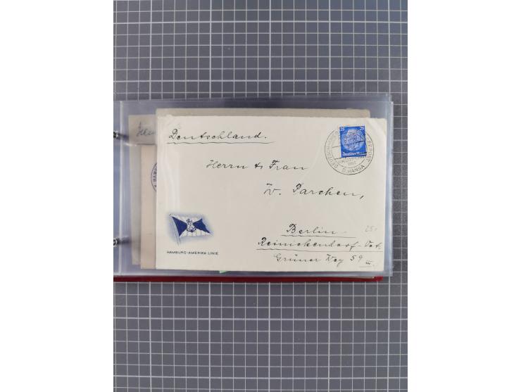 1924/39, Sammlung “DASP LINIE HAMBURG-NEW YORK A-E” und Stempel “D. DEUTSCHLAND bis D.NEW YORK” mit ca. 55 Briefen, Karten un