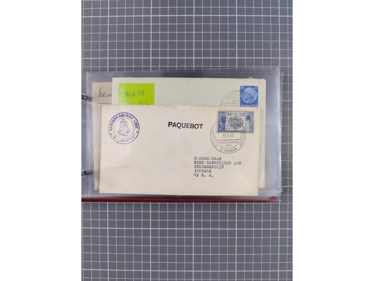 1924/39, Sammlung “DASP LINIE HAMBURG-NEW YORK A-E” und Stempel “D. DEUTSCHLAND bis D.NEW YORK” mit ca. 55 Briefen, Karten un