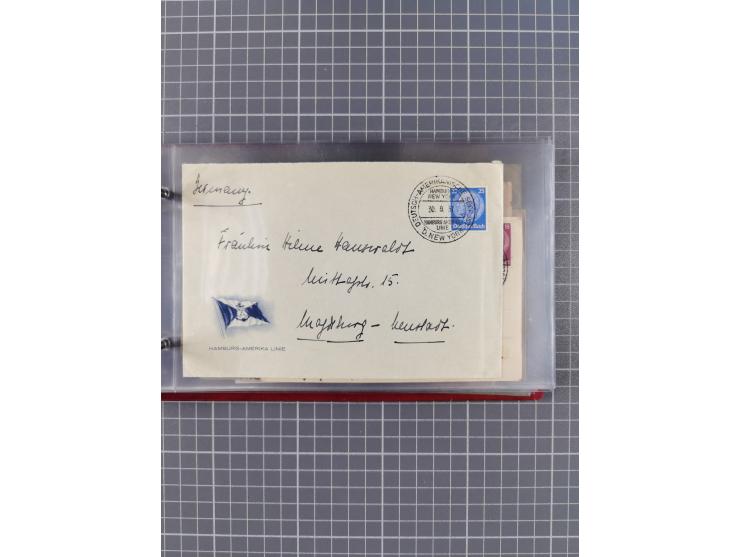 1924/39, Sammlung “DASP LINIE HAMBURG-NEW YORK A-E” und Stempel “D. DEUTSCHLAND bis D.NEW YORK” mit ca. 55 Briefen, Karten un