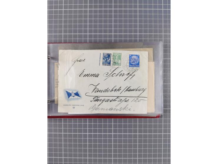 1924/39, Sammlung “DASP LINIE HAMBURG-NEW YORK A-E” und Stempel “D. DEUTSCHLAND bis D.NEW YORK” mit ca. 55 Briefen, Karten un