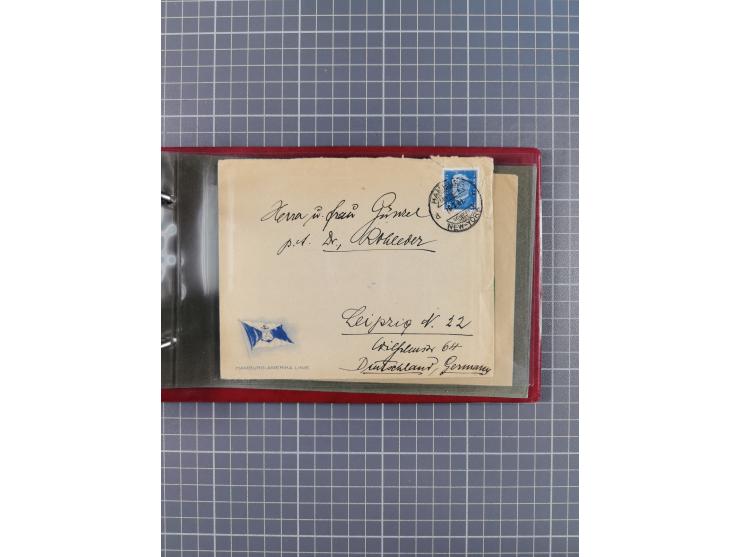 1924/39, Sammlung “DASP LINIE HAMBURG-NEW YORK A-E” und Stempel “D. DEUTSCHLAND bis D.NEW YORK” mit ca. 55 Briefen, Karten un