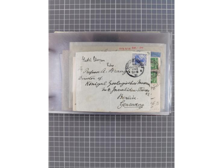 1900/37, kleine Sammlung “DSP OST-ASIATIISCHE LINIE” mit fast 70 Briefen, Karten und GSK inkl. weniger Belege “BREMEN-OSTASIE