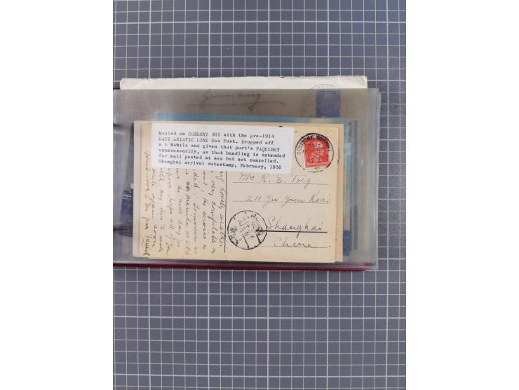 1900/37, kleine Sammlung “DSP OST-ASIATIISCHE LINIE” mit fast 70 Briefen, Karten und GSK inkl. weniger Belege “BREMEN-OSTASIE
