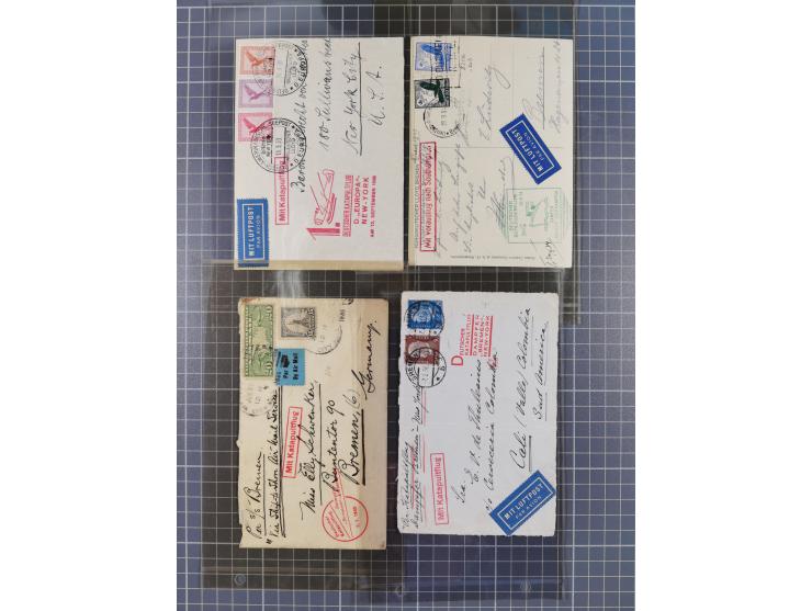 1929/35, Partie mit 18 Briefen und Karten sowie eine Vorderseite, dabei interessante Frankaturen und Post aus dem Bedarf, zum