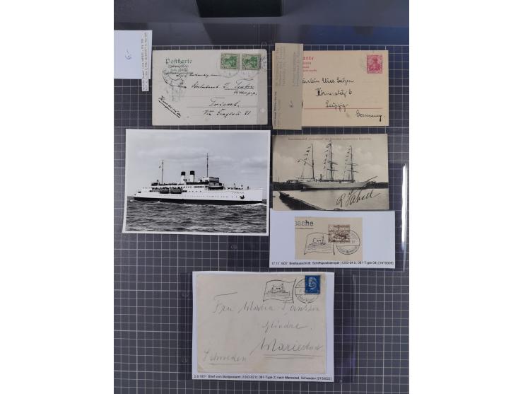 1868/1960 (ca.), ca. 170 Briefe, Karten Ansichtskarten und GSK zum Thema Schiffspost inkl. etwas Ausland, dabei Anlandestempe