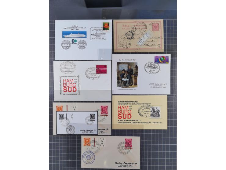 1868/1960 (ca.), ca. 170 Briefe, Karten Ansichtskarten und GSK zum Thema Schiffspost inkl. etwas Ausland, dabei Anlandestempe