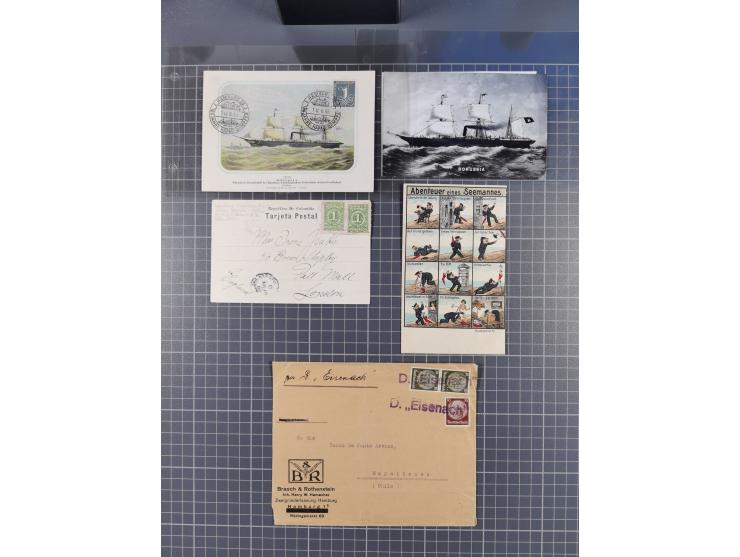 1868/1960 (ca.), ca. 170 Briefe, Karten Ansichtskarten und GSK zum Thema Schiffspost inkl. etwas Ausland, dabei Anlandestempe