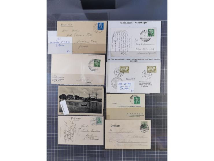 1868/1960 (ca.), ca. 170 Briefe, Karten Ansichtskarten und GSK zum Thema Schiffspost inkl. etwas Ausland, dabei Anlandestempe