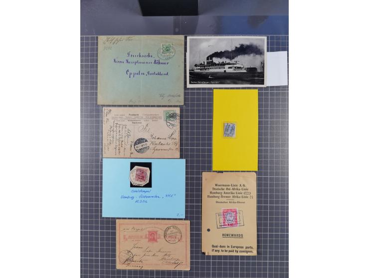 1868/1960 (ca.), ca. 170 Briefe, Karten Ansichtskarten und GSK zum Thema Schiffspost inkl. etwas Ausland, dabei Anlandestempe