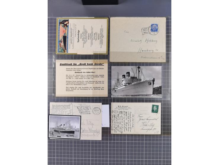1868/1960 (ca.), ca. 170 Briefe, Karten Ansichtskarten und GSK zum Thema Schiffspost inkl. etwas Ausland, dabei Anlandestempe