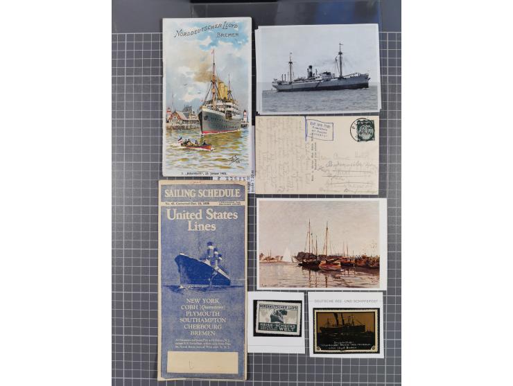 1868/1960 (ca.), ca. 170 Briefe, Karten Ansichtskarten und GSK zum Thema Schiffspost inkl. etwas Ausland, dabei Anlandestempe