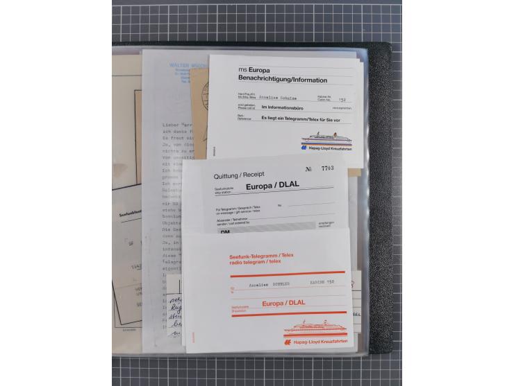 1912/70 (ca.), interessante Sammlung “OZEAN-Briefe und Schiffs-Telegramme” mit diversen Umschlägen und Telegrammen inkl. Ausl