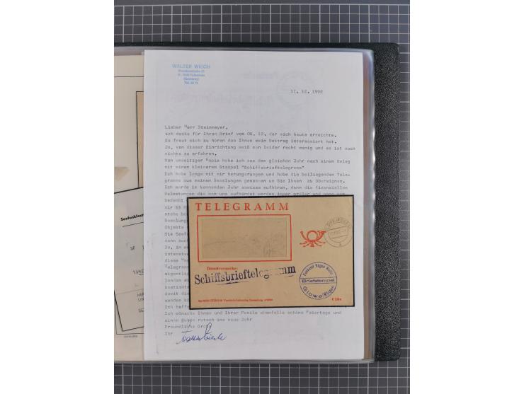 1912/70 (ca.), interessante Sammlung “OZEAN-Briefe und Schiffs-Telegramme” mit diversen Umschlägen und Telegrammen inkl. Ausl