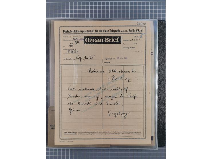 1912/70 (ca.), interessante Sammlung “OZEAN-Briefe und Schiffs-Telegramme” mit diversen Umschlägen und Telegrammen inkl. Ausl