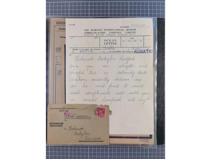 1912/70 (ca.), interessante Sammlung “OZEAN-Briefe und Schiffs-Telegramme” mit diversen Umschlägen und Telegrammen inkl. Ausl
