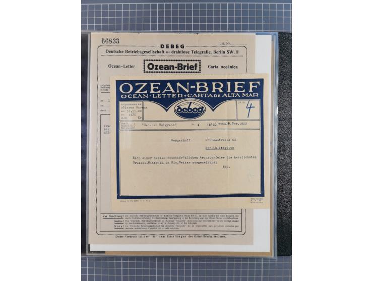 1912/70 (ca.), interessante Sammlung “OZEAN-Briefe und Schiffs-Telegramme” mit diversen Umschlägen und Telegrammen inkl. Ausl
