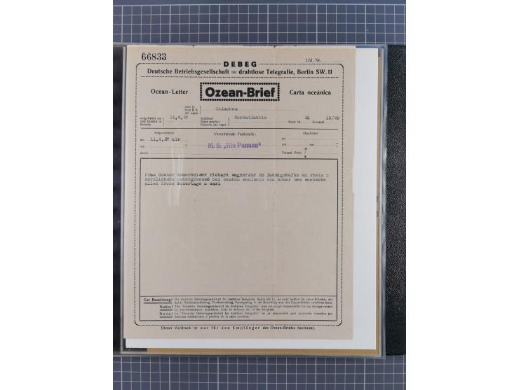 1912/70 (ca.), interessante Sammlung “OZEAN-Briefe und Schiffs-Telegramme” mit diversen Umschlägen und Telegrammen inkl. Ausl