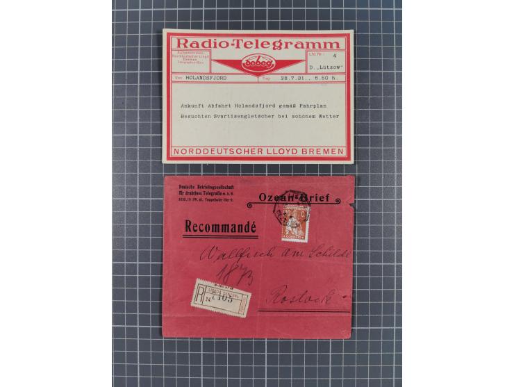 1912/70 (ca.), interessante Sammlung “OZEAN-Briefe und Schiffs-Telegramme” mit diversen Umschlägen und Telegrammen inkl. Ausl