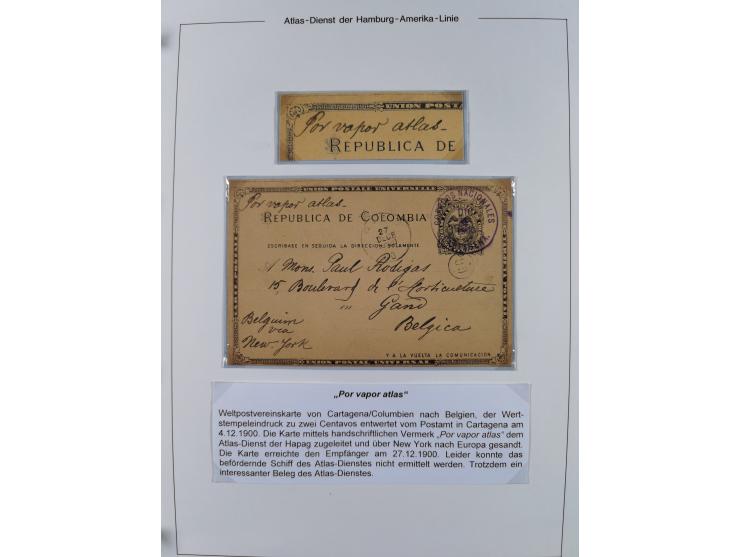 1899/1914, interessante Sammlung “ATLAS-Dienst der Hamburg-Amerika-Linie” mit fast 100 Briefen, Karten und Ganzsachen inkl. e
