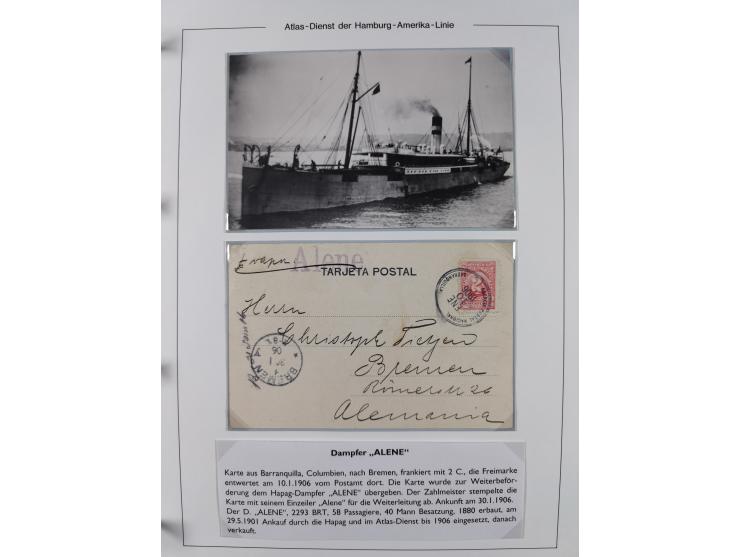 1899/1914, interessante Sammlung “ATLAS-Dienst der Hamburg-Amerika-Linie” mit fast 100 Briefen, Karten und Ganzsachen inkl. e