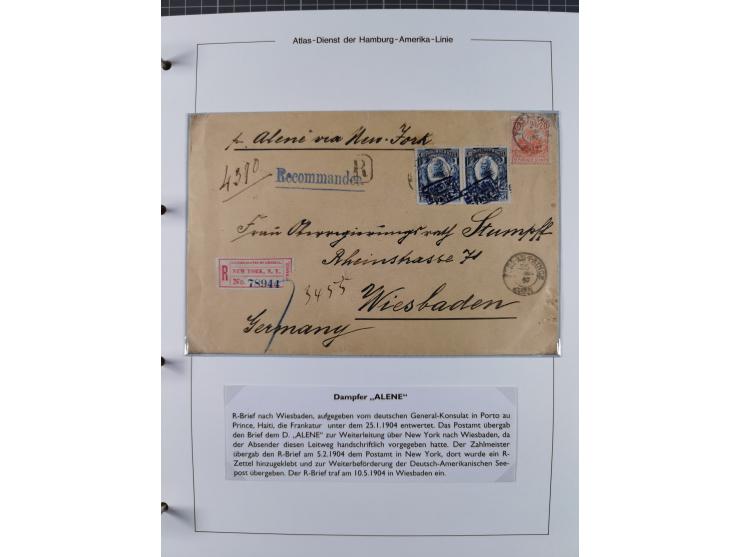 1899/1914, interessante Sammlung “ATLAS-Dienst der Hamburg-Amerika-Linie” mit fast 100 Briefen, Karten und Ganzsachen inkl. e