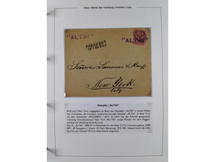 1899/1914, interessante Sammlung “ATLAS-Dienst der Hamburg-Amerika-Linie” mit fast 100 Briefen, Karten und Ganzsachen inkl. e