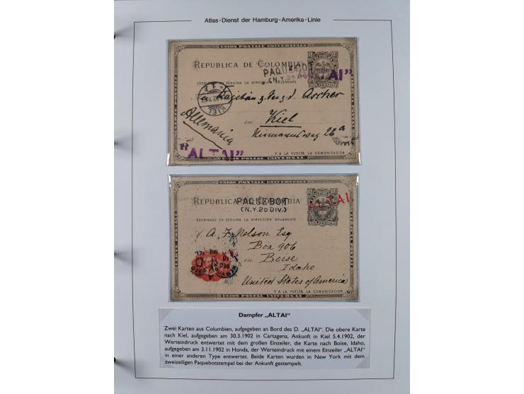 1899/1914, interessante Sammlung “ATLAS-Dienst der Hamburg-Amerika-Linie” mit fast 100 Briefen, Karten und Ganzsachen inkl. e